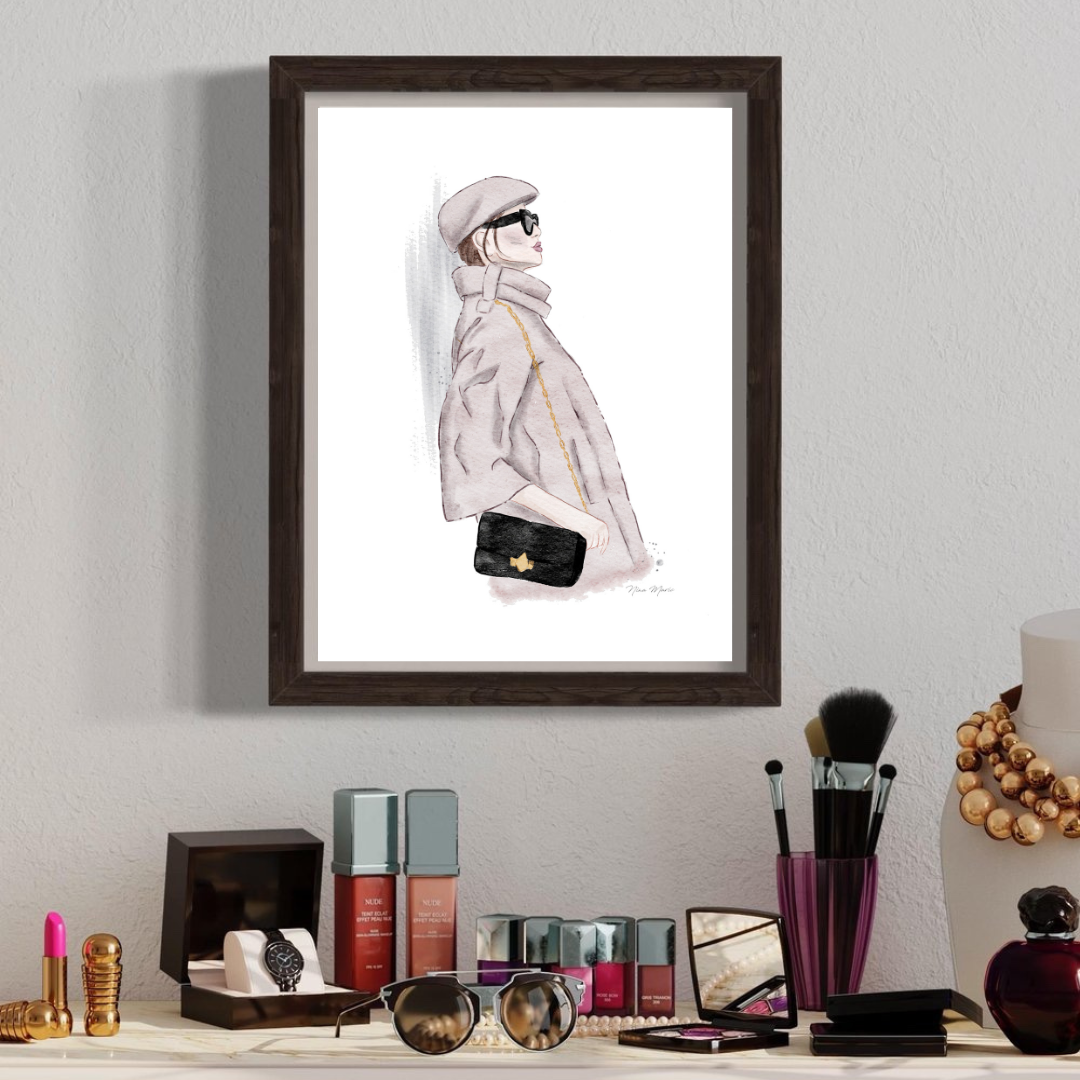 Modern wall art for bedroom fashion illustration by Nina Maric