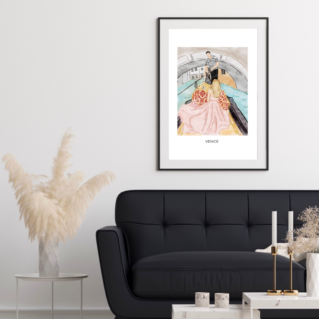 Venice Poster destination artwork for living room by Nina Maric Illustrations