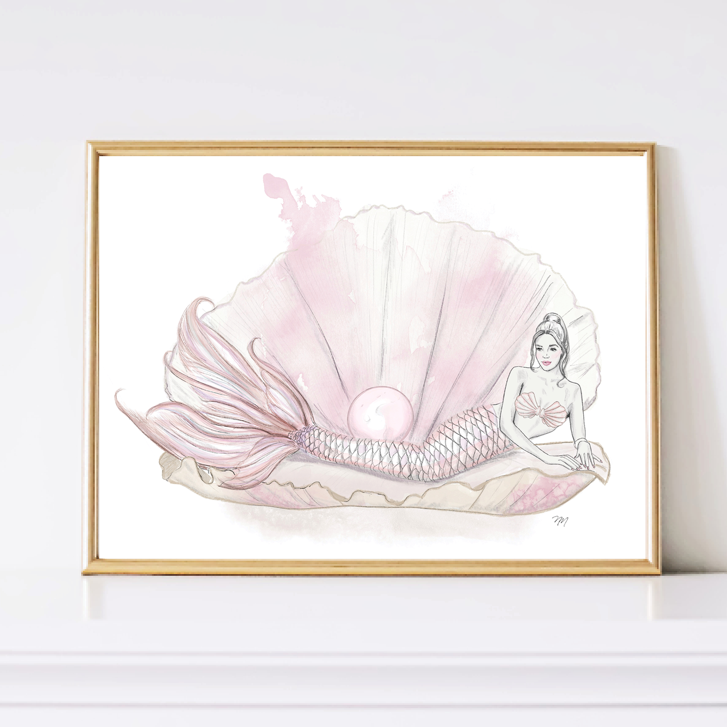 Nursery home decor mermaid watercolor art by Nina Maric