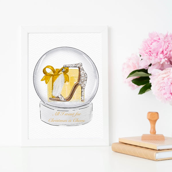 All I Want for Christmas is Choos - Shoe art print (gold)