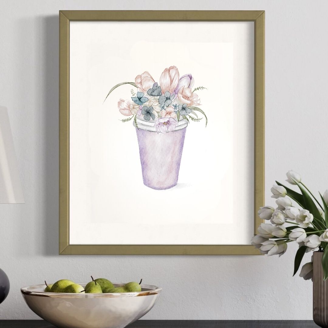 Flower Coffee Art - Botanical Watercolor Prints