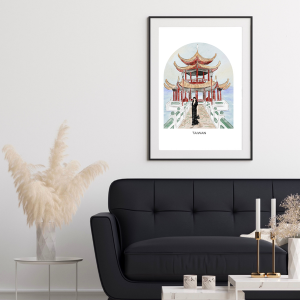 Girl in Taiwan - Travel Art Print - dome background