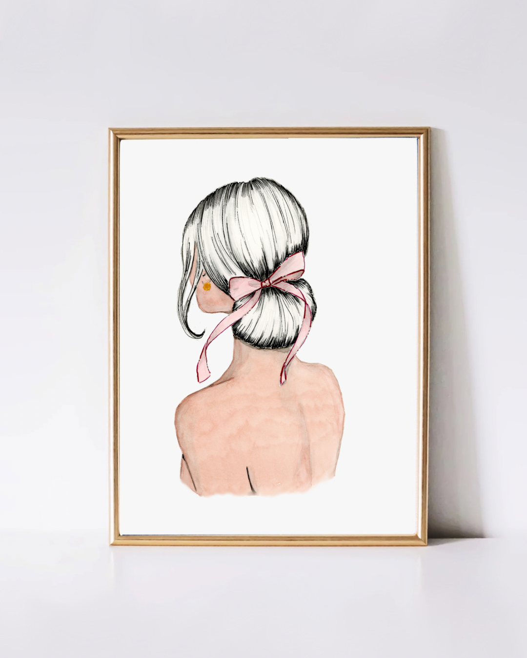 Print Pink Watercolor Ribbon Art (monochrome) – Elegant Feminine Wall Art