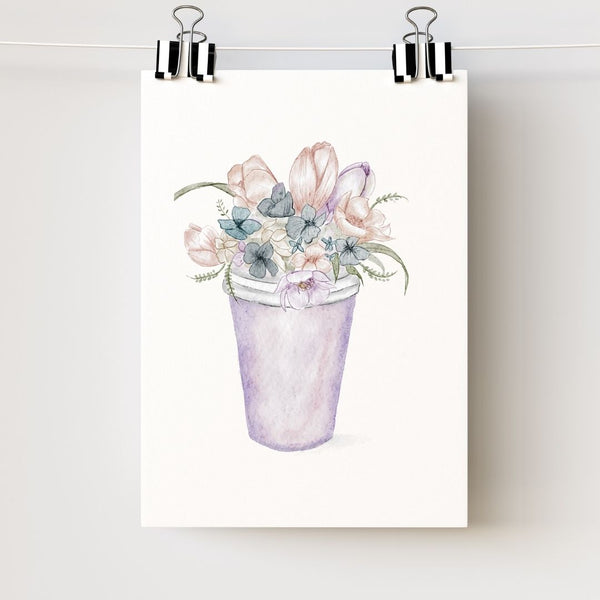 Flower Coffee Art - Botanical Watercolor Prints