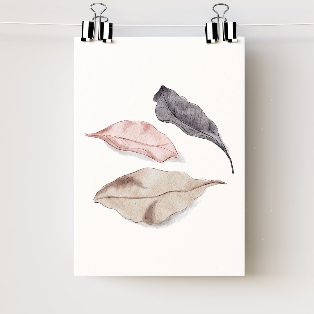 Botanical Art - Minimal Neutral Leaves