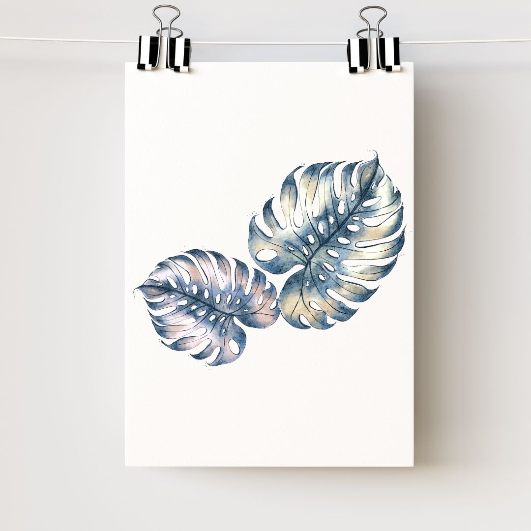 Tropical Monstera Art Print - Minimalist Botanical Wall Art