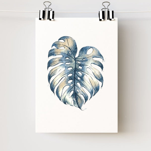 Monstera Leaf Art Print - Minimalist Botanical Prints