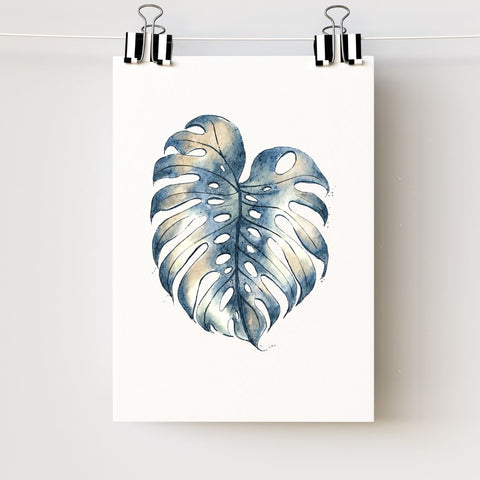 Monstera Leaf Art Print - Minimalist Botanical Prints