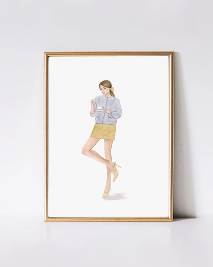 Fashion Illustration Coffee Art Print