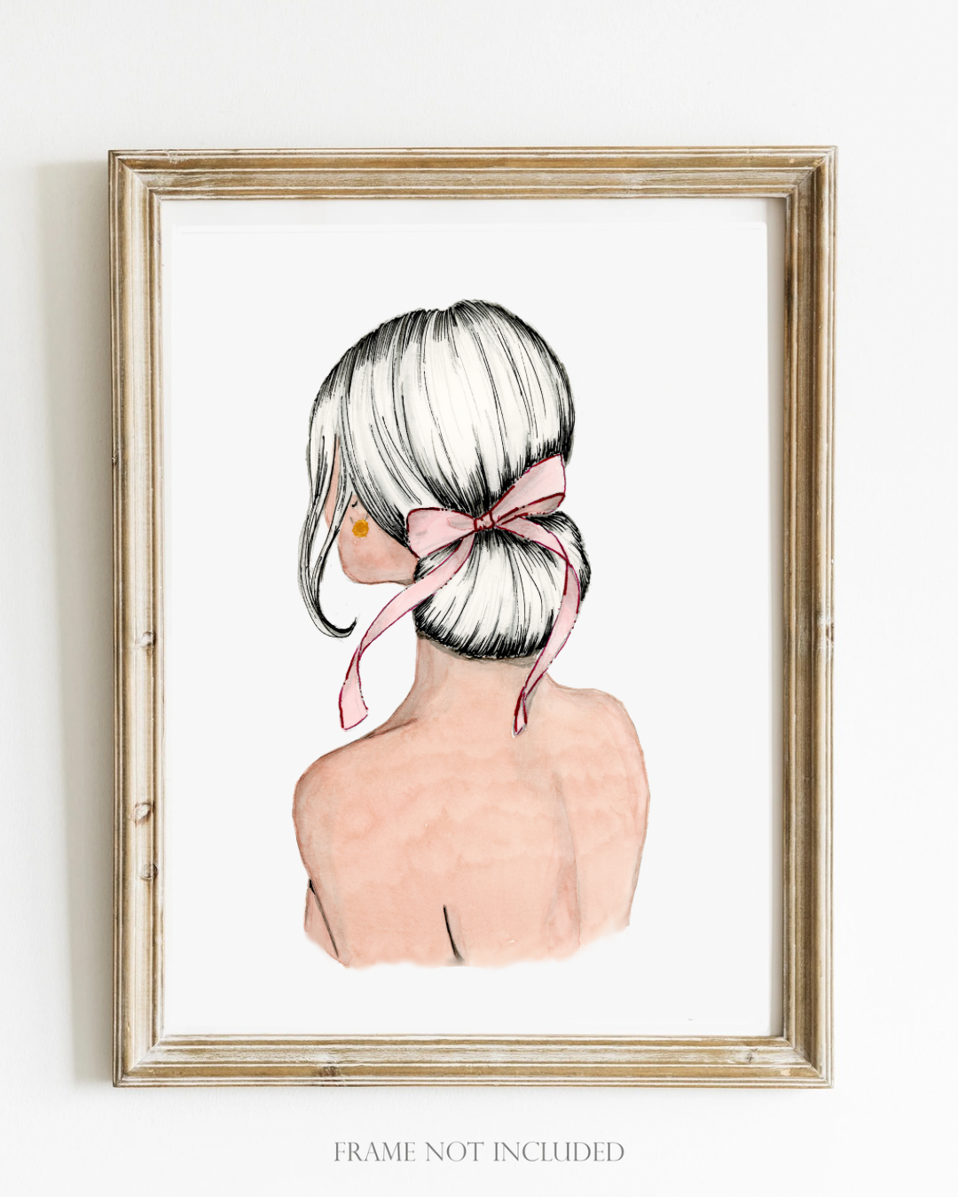 Print Pink Watercolor Ribbon Art (monochrome) – Elegant Feminine Wall Art