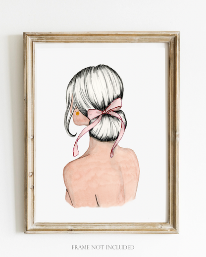 Print Pink Watercolor Ribbon Art (monochrome) – Elegant Feminine Wall Art
