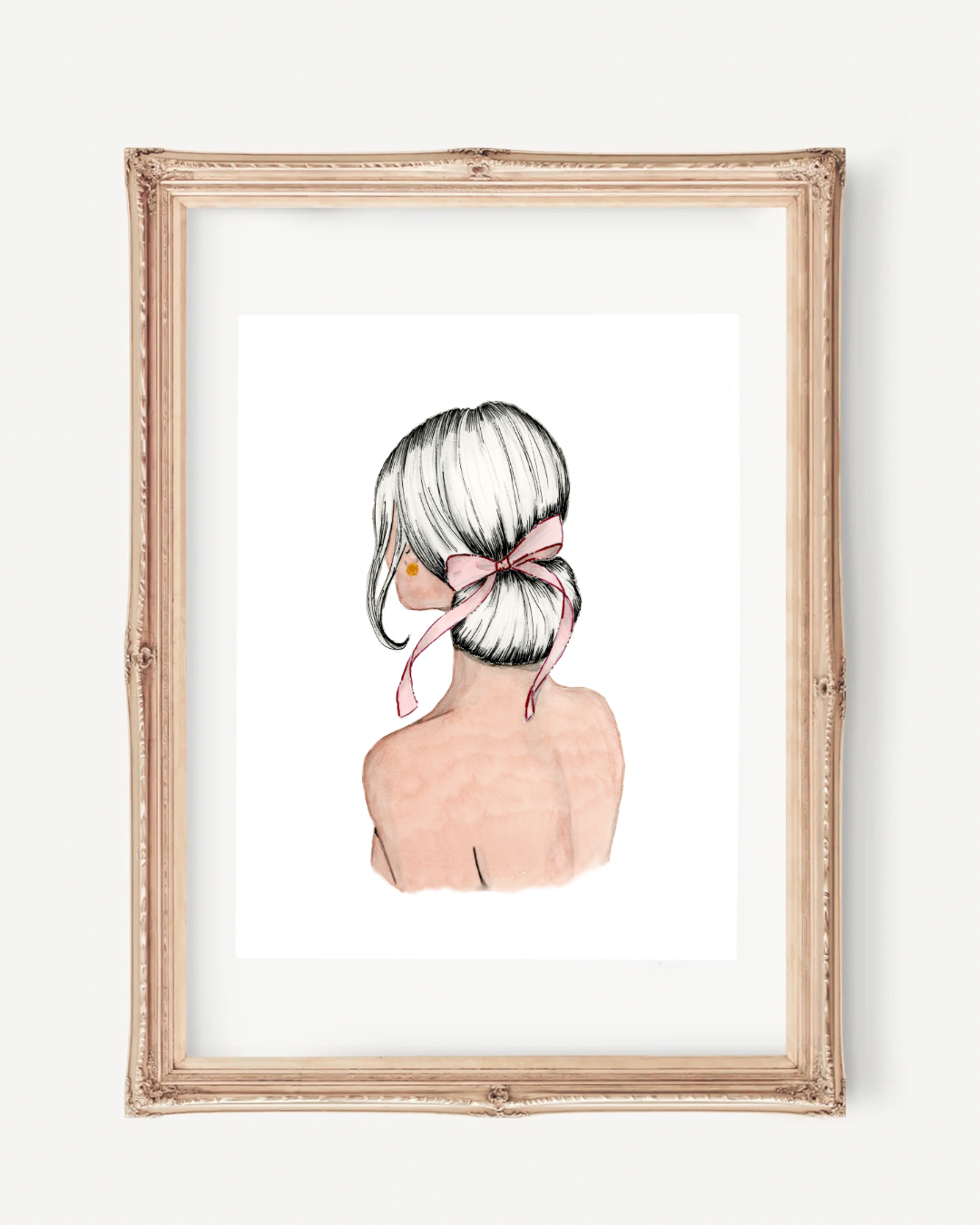 Print Pink Watercolor Ribbon Art (monochrome) – Elegant Feminine Wall Art