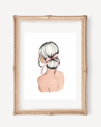 Print Pink Watercolor Ribbon Art (monochrome) – Elegant Feminine Wall Art