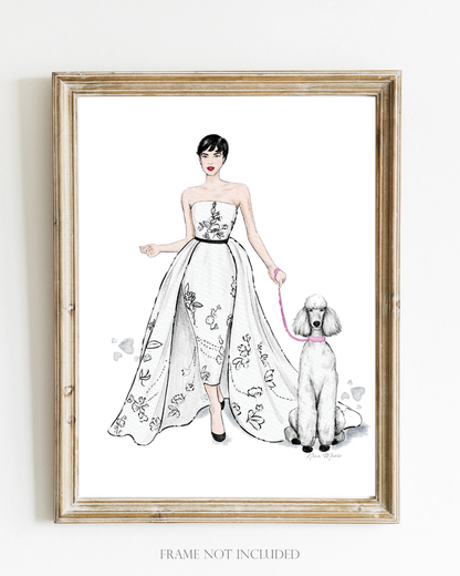 Audrey Hepburn Old Hollywood Fashion Illustration Print