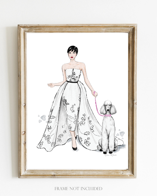 Audrey Hepburn Old Hollywood Fashion Illustration Print