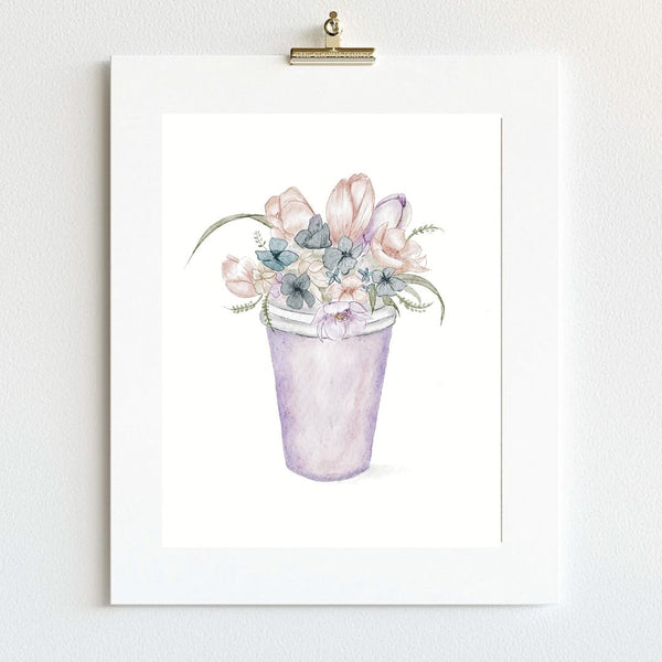 Flower Coffee Art - Botanical Watercolor Prints