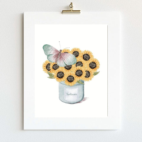 Sunflower Wall Art - Watercolor Home Decor