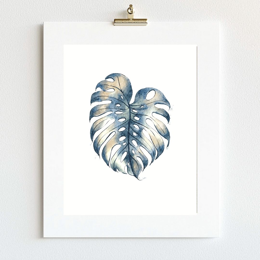Monstera Leaf Art Print - Minimalist Botanical Prints