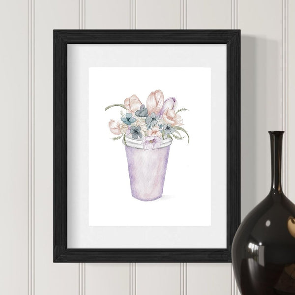 Flower Coffee Art - Botanical Watercolor Prints