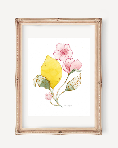 Botanical Wall Art - Lemons and Blossoms