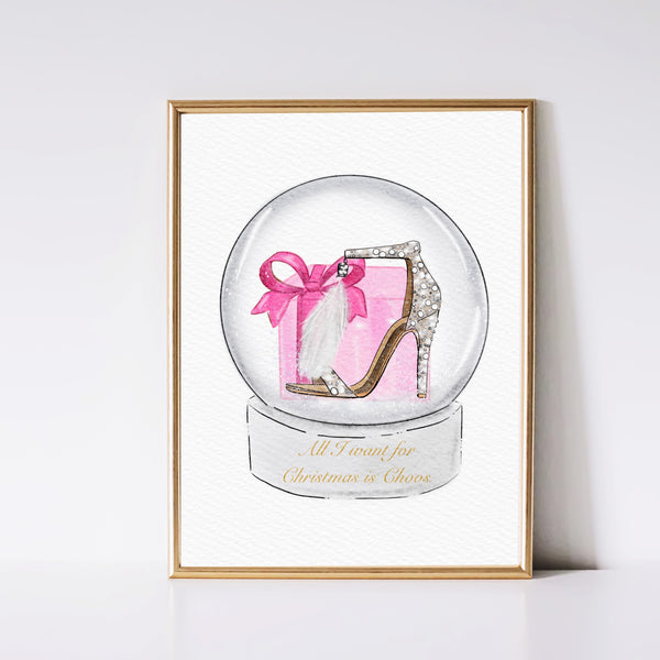 All I Want for Christmas is Choos - Shoe art print (pink)