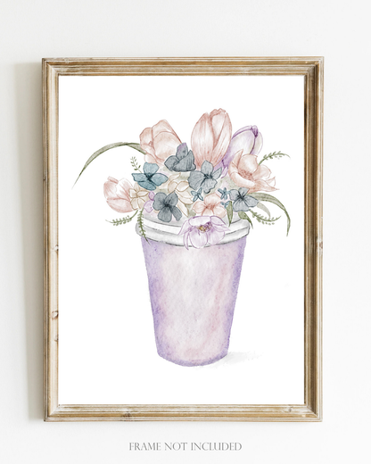 Flower Coffee Art - Botanical Watercolor Prints