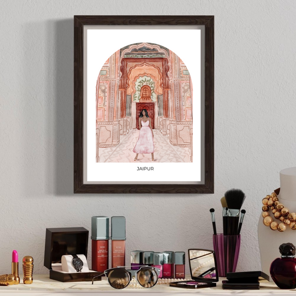 Girl in Jaipur - Travel Art Print - dome background