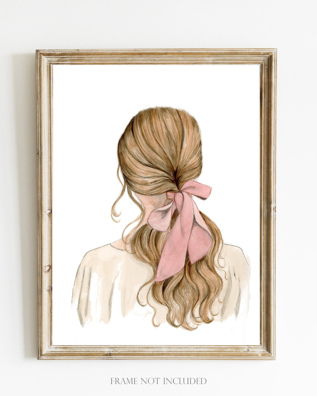 Romantic Art Print Pink Hair Ribbon – Elegant Feminine Wall Art