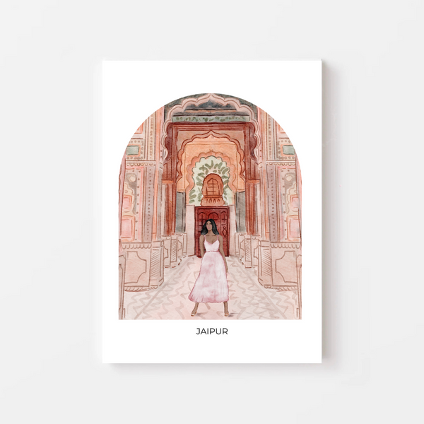 Girl in Jaipur - Travel Art Print - dome background