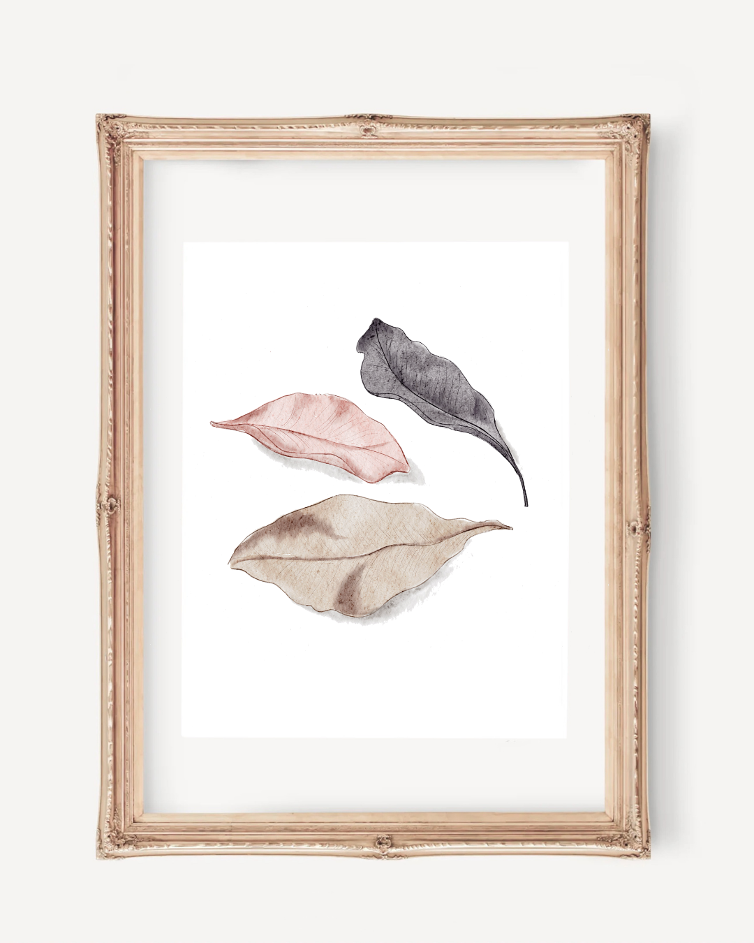 Botanical Art - Minimal Neutral Leaves