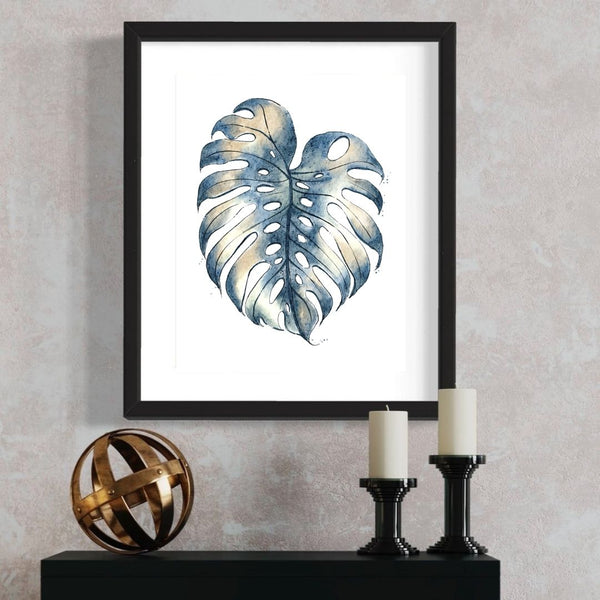 Monstera Leaf Art Print - Minimalist Botanical Prints