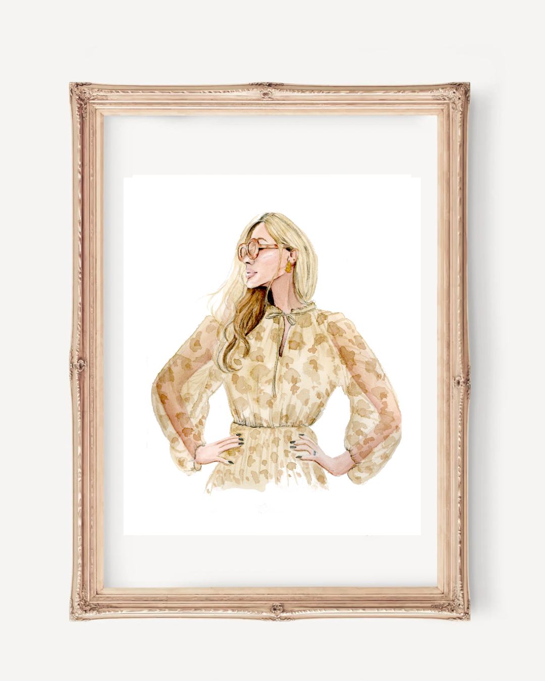 Safari Print Fashion Girl Wall Art - Fashion Illustration Art Print