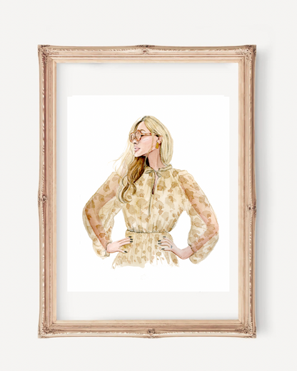Safari Print Fashion Girl Wall Art - Fashion Illustration Art Print