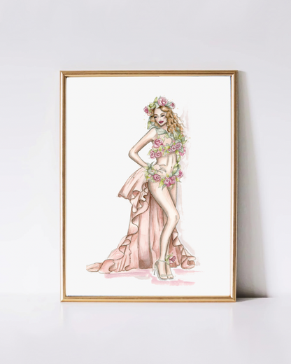 Botanical Home Decor - Flower Dress Fashion Art Print