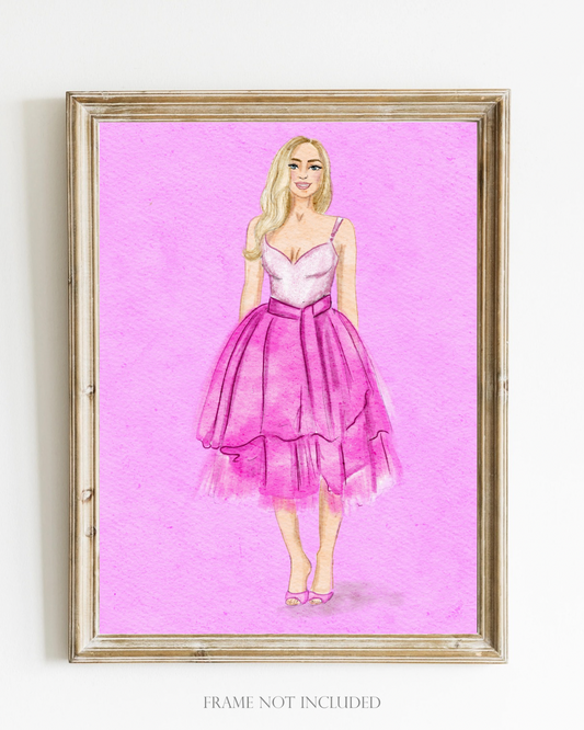 Barbie Fashion Art Print (pink background)