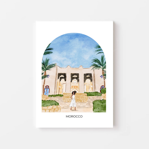 Girl in Morocco - Travel Art Print - dome background