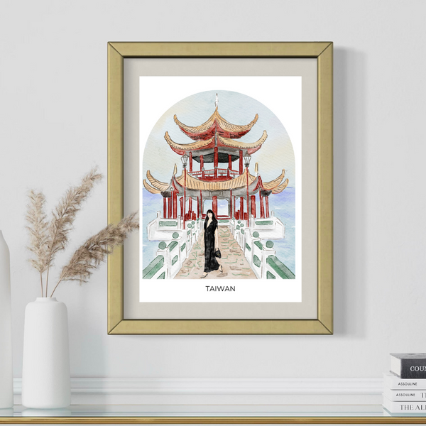 Girl in Taiwan - Travel Art Print - dome background