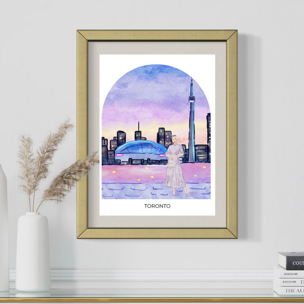 Girl in Toronto - Travel Art Print (dome background)