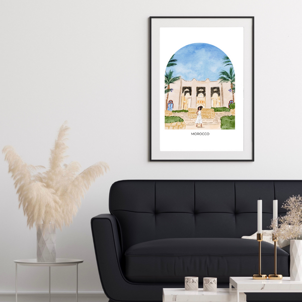 Girl in Morocco - Travel Art Print - dome background