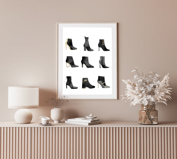 Ode to Black Booties - Fashion Statement in Art Print by Nina Maric
