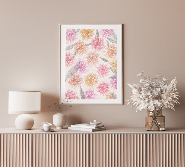 Dazzling Dahlias: A Mesmerizing Floral Pattern print by Nina Maric