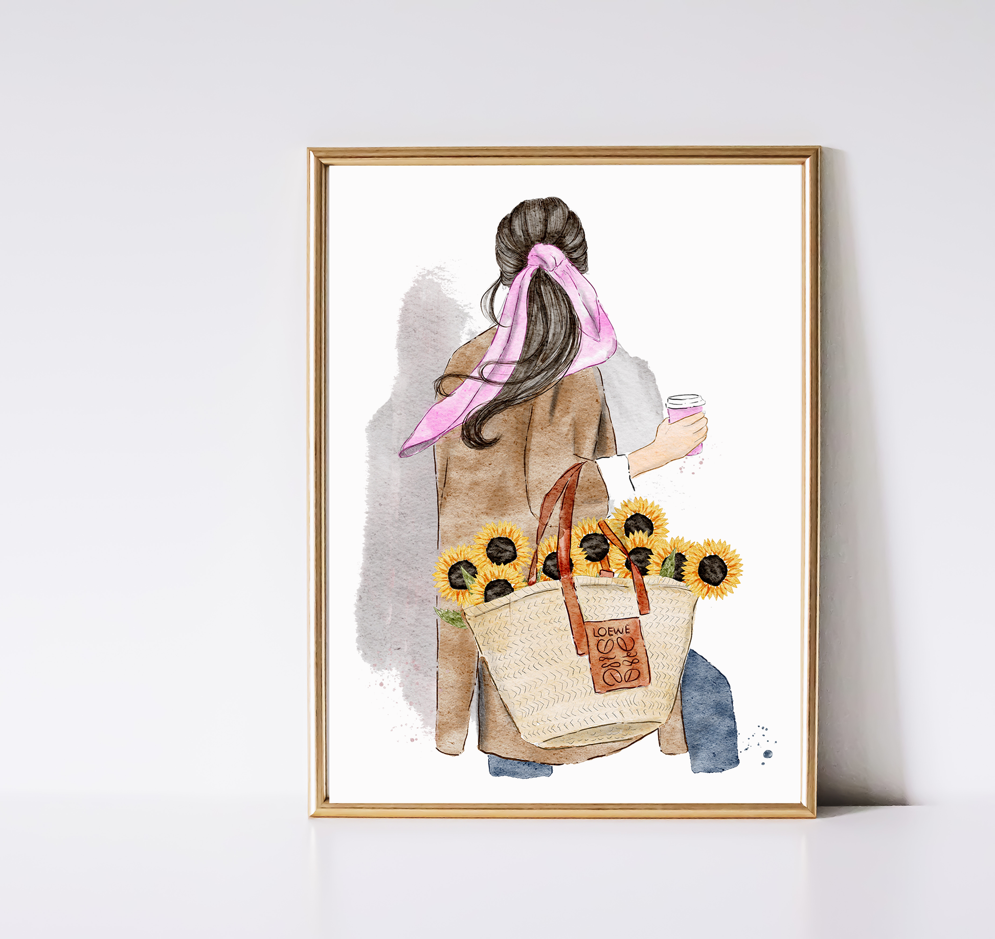 Sunflower art prints fashion illustration by Nina Maric