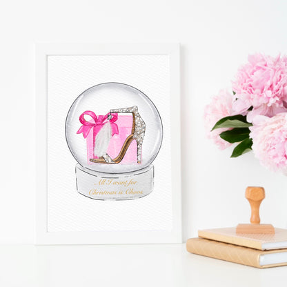 All I Want for Christmas is Choos - Shoe art print (pink)