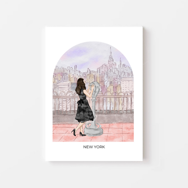 Girl in New York - Travel Art Print - dome background