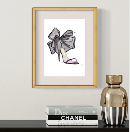 Black heel art for bedroom fashion illustration by Nina Maric