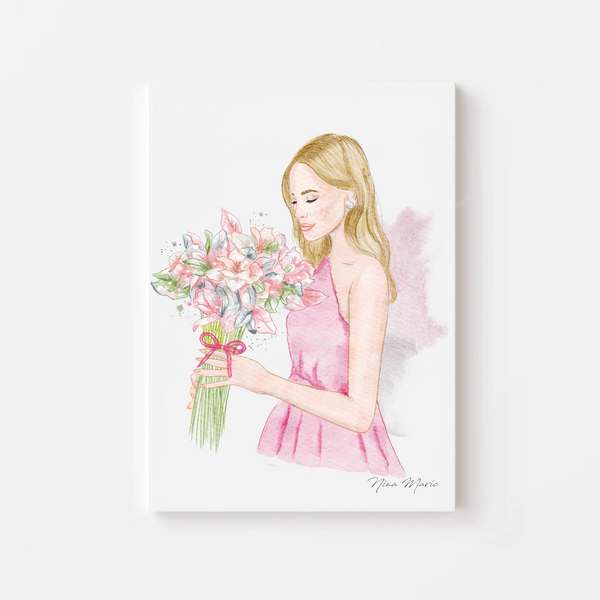 Watercolor pink flower art prints by Nina Maric