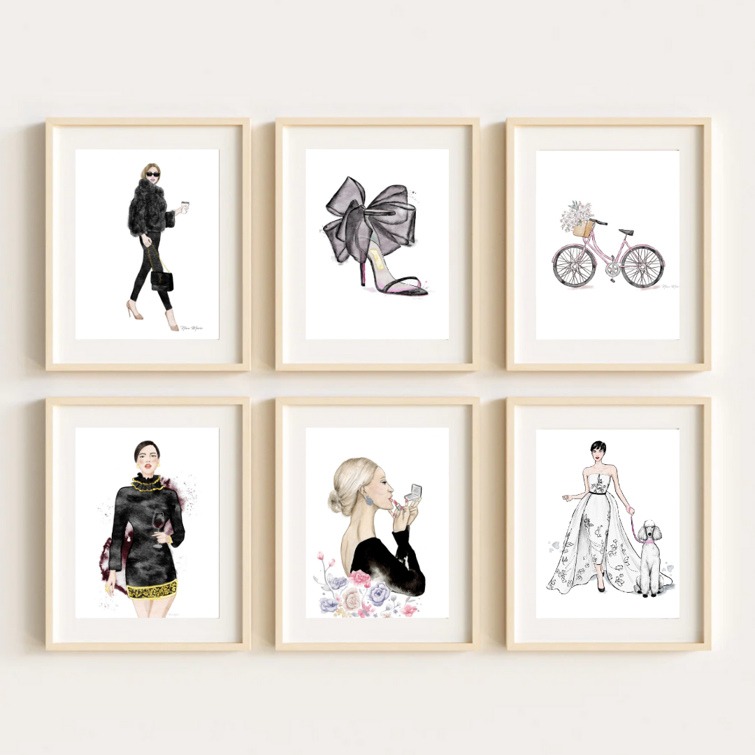 Wall art fashion illustration collection by Nina Maric