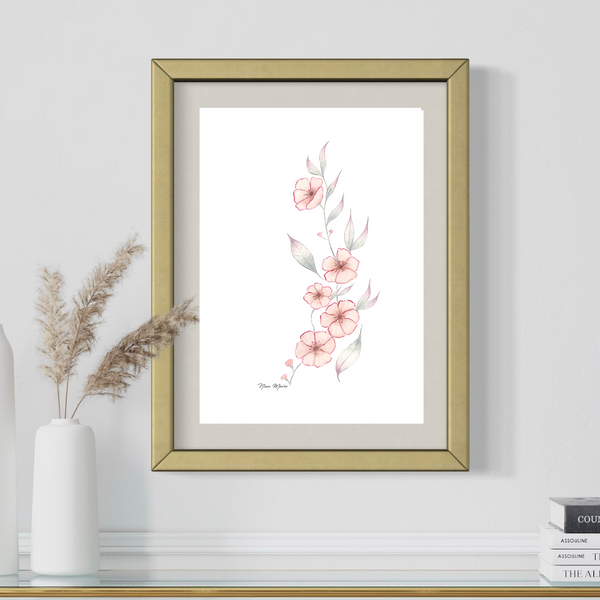 Flower wall art print cherry blossoms by Nina Maric Illustrations