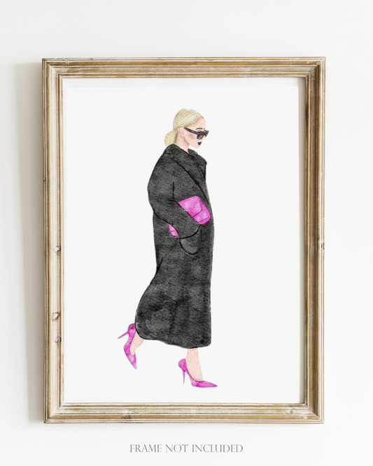 Black and pink fashion art print (blonde)