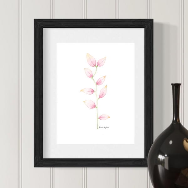 Unique home decor idea watercolor pink flowers by Nina Maric